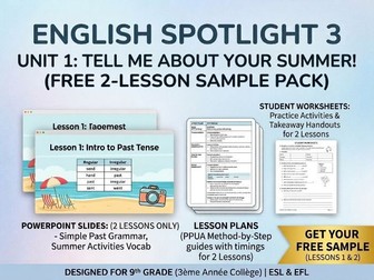 FREE ESL Lesson Plans & PPT: Simple Past Intro | Spotlight 3 Unit 1