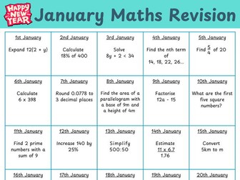 GCSE - Foundation - Jan Maths Calendar
