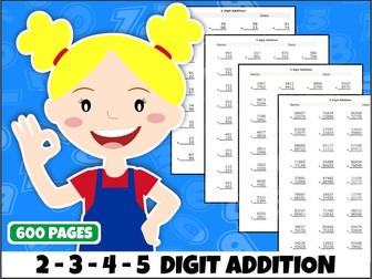Addition Practice Worksheets | 2-Digit to 5-Digit | 600 Printable Worksheets | Years 2–5 Maths