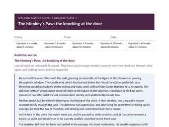 Language Paper 1 walking talking mock: The Monkey's Paw, the knocking at the door