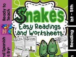 Snakes ( Ready to Print Easy Readings and Worksheets)