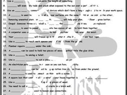 House Repairs, Tools and Supplies 1 Page BW Worksheet