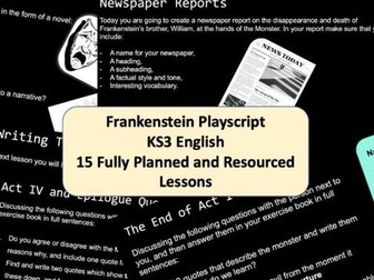 Frankenstein Playscript SoW PowerPoint KS3 English (Philip Pullman version)