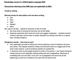 CIE IGCSE course notes- English Language (0500)