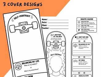 All about me - Skateboard bulletin board design and worksheets