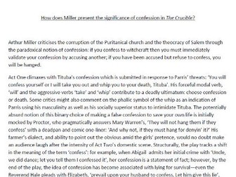 Model essay on 'confession' in Arthur Miller's The Crucible