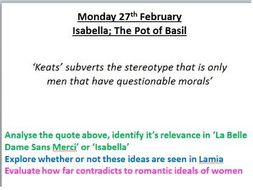 Keats Poetry - AQA Aspects of Tragedy - Isabella; A Pot of Basil