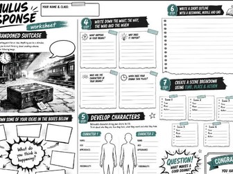 Drama Stimulus Response Worksheet | Comic Strip Cover Lesson | The Abandoned Suitcase