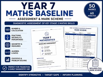 Year 7 Maths Baseline & Mark Scheme