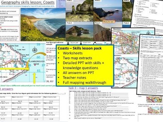 GCSE Geography Coasts Map Skills Lesson - Suitable for all exam boards (AQA, OCR, Edexcel and more!)