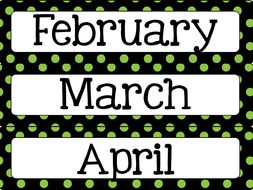 Polka Dot - Black, Lime and White Calendar Kit