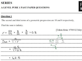 A-LEVEL 9709 MATHS PAST PAPER TOPIC QUESTIONS (SERIES)