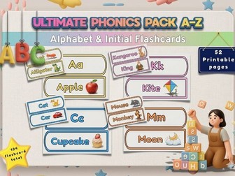 Ultimate Phonics Pack A-Z | Alphabet & Initial Sounds Flashcards Printable