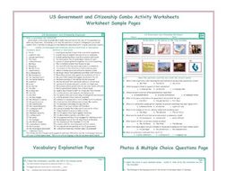 US Government and Citizenship Combo Activity Worksheets