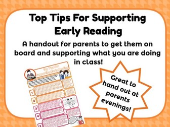 Top Tips For Early Reading parent handout