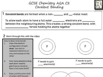 Covalent bonding - AQA Chemistry GCSE revision/worksheet