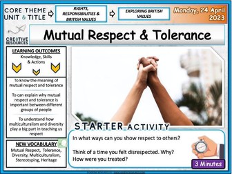 British Values -  Mutual Respect & Tolerance