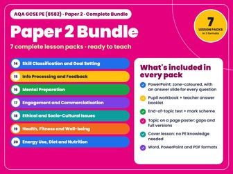 AQA GCSE PE (8582) Paper 2 Complete Bundle – 7 Topic Packs