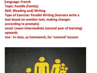 French, parallel-writing, my family (ma famille) for lower-intermediate upwards