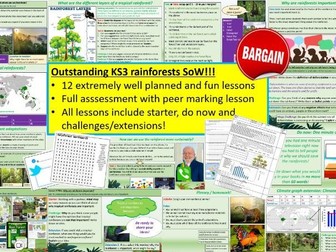 KS3 Geography - Tropical rainforests Full SoW - Geography - 12 lessons includes assessment!