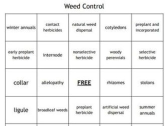 Weed Control Bingo for an Agriculture II Plant Science Course