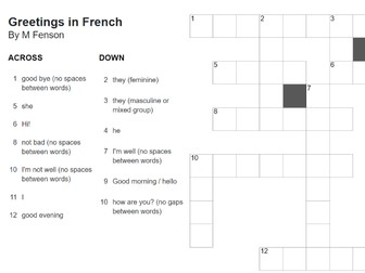 French crossword - Greetings in French