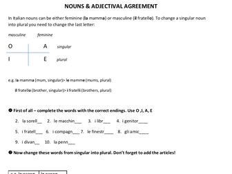 ITALIAN GRAMMAR for KS3 & KS4 with exercises & solutions