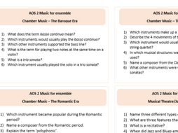 Eduqas GCSE Music Revision Cards Music for Ensemble