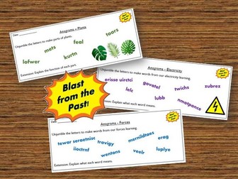 Science Anagrams - Recall Starter Activities Years 1-6