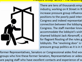 US Pressure Groups - Tactics - Methods to Influence.  Inc. Iron Triangles, Lobbying, Litigation