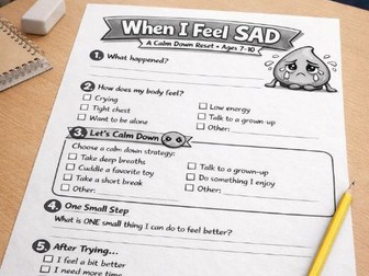 When I Feel Sad Worksheet | SEL Activities | Emotions Printable | No Prep