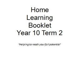 Year 10 Termly Homework Booklets