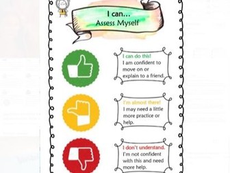 Student Self Assessment Self Evaluation Reflection Poster