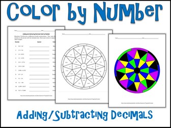 Adding and Subtracting Decimals Color by Number