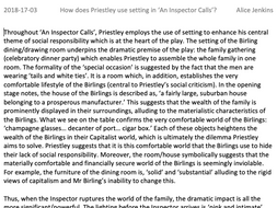 GCSE An Inspector Calls Level 9 Full Marks Exemplar Essay Setting