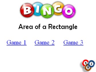 BINGO: Area of a Rectangle