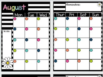 Bold & Bright Classroom Planner Calendar