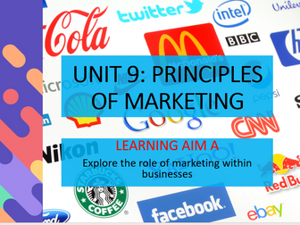 Principles of Marketing Learning Aim A:  Explore the role of marketing within businesses
