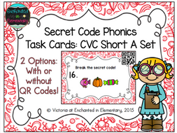Secret Code Phonics Task Cards: CVC Short A Set