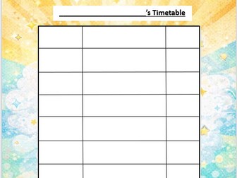 Pokemon Themed Blank Visual Timetables