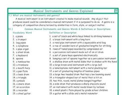 Musical Instruments and Genres Explanation-Definitions