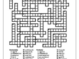Adjetivos (Spanish Adjectives) Crossword 1