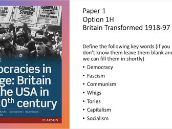 Introduction to Britain Transformed 1918-97 Route 1H