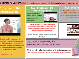 NCFE VCERT NEW SPEC UNIT 1 RESPIRATORY SYSTEM REVISION/INDEPENDENT INTERACTIVE STUDY SHEET