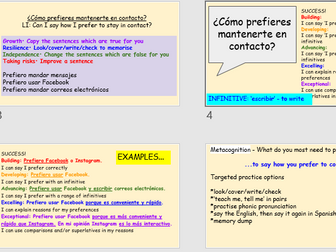 AQA KS4 GCSE Spanish Kerboodle 2.1F ¿Cómo prefieres mantenerte en contacto? 5 lessons metacognition