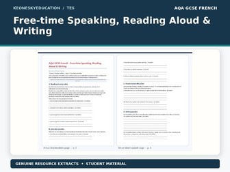 AQA GCSE French 8652 - Free-time Speaking, Reading Aloud & Writing