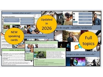 AQA A Level / AS Level French – Bundle for THEME 1 (famille, cyber-société, bénévolat) FULL TOPICS !