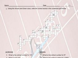 Cardinal-Ordinal Numbers Crossword Puzzle
