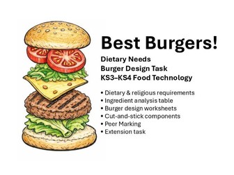 Best Burgers! Dietary Needs Burger Design Task Food Tech KS3 KS4