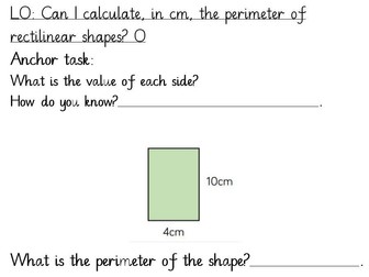 Calculate the perimeter of rectilinear shapes. Y3/4